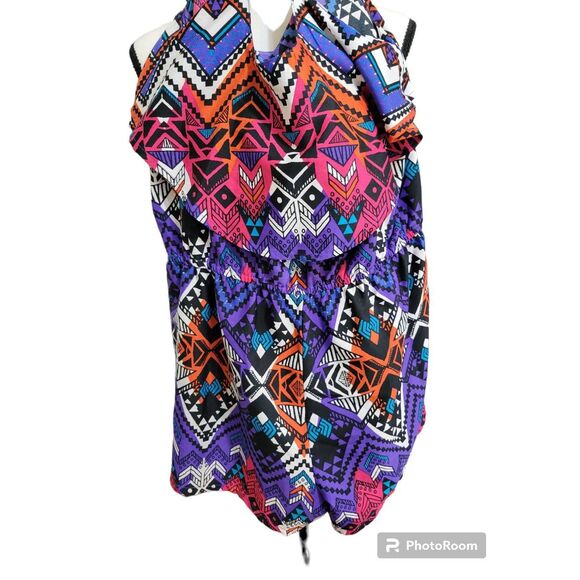Arizona Jean Co Colorful Geometric Print Romper Sz M Juniors - Picture 3 of 4
